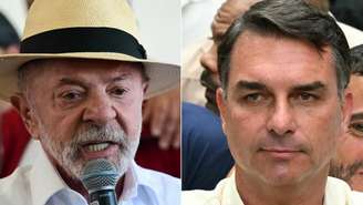 Montagem com foto do presidente Lula (à esquerda) e Flávio Bolsonaro, que disputarão o segundo turno da eleição presidencial em 25 de outubro.
