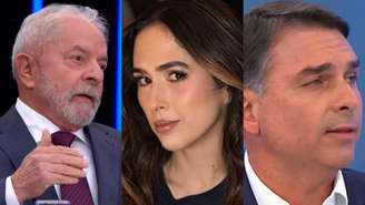 Lula, Tatá Werneck e Flávio Bolsonaro (Reprodução/TV Globo/Instagram)
