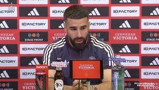 Carvajal, atleta do Real Madrid e da seleção espanhola, em entrevista coletiva 