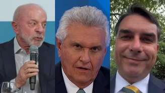 Lula, Caiado e Flávio Bolsonaro (Reprodução/Instagram/TV Globo)