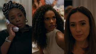 Rosa (Tatiana Tiburcio), Andréa (Duda Almeida) e Brigitte (Tatá Werneck) de Quem Ama Cuida (Reprodução/TV Globo)