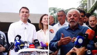 Flávio Bolsonaro (PL) e Lula (PT)