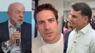 Lula, Marco Pigossi e Flávio Bolsonaro (Reprodução/Instagram)