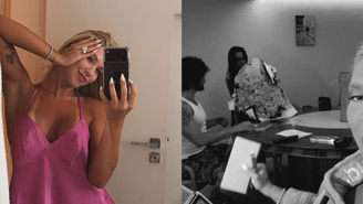 Virginia Fonseca é presenteada com buquê de flores