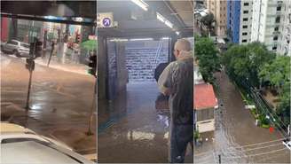 Ruas e avenidas alagadas em São Paulo após a chuva desta quarta-feira, 14