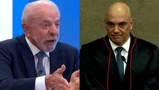 Lula e Alexandre de Moraes (Reprodução/TV Globo/TV Senado)