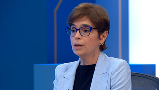 Renata Lo Prete em sabatina com Flávio Bolsonaro (PL)