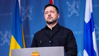 O presidente da Ucrânia, Volodymyr Zelensky, durante visita a Oslo, em 20 de outubro.