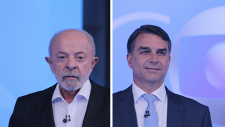 Lula e Flávio Bolsonaro em debate eleitoral desta sexta