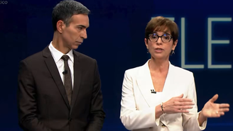 César Tralli e Renata Lo Prete na cobertura das eleições na Globo