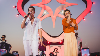 Hugo & Guilherme durante a gravação de “Colecionando Momentos”, em Aruanã, Goiás