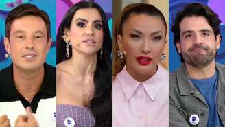 Gabriel Cartolano, Gaby Cabrini, Thayse Teixeira e Matheus Baldi no Fofocalizando (Reprodução/SBT)