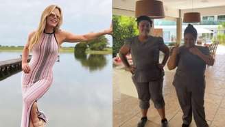 Poliana Rocha propõe desafio saudável com funcionárias —