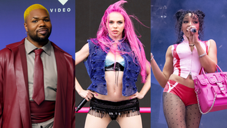Da esquerda para a direita: MNEK, Adéla e Tinashe (Fotos: Getty Images)