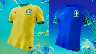 Camisas da seleção na opção amarela, para os titulares, e azul, para a reserva