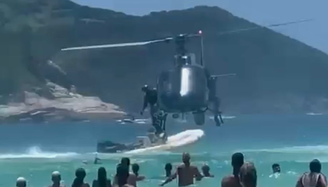 PM deixa fuzil cair no mar ao sobrevoar praia do Rio de Janeiro