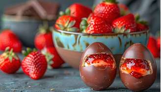 Ovos de Páscoa trufado de morango