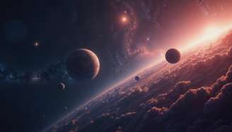 Imagem com planetas no céu ilustram o início do Ano Novo Astrológico 2026