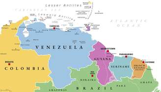 Um mapa da Venezuela.