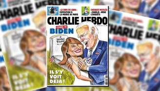 Malicioso, o desenho deixa evidente a torcida dos jornalistas do ‘Charlie’ para o democrata na disputa pela Casa Branca 