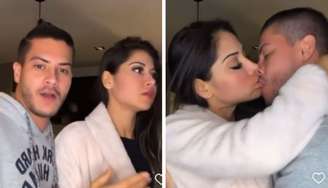 Arthur Aguiar e Mayra Cardi posaram aos beijos