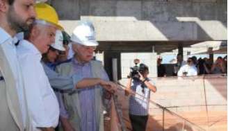 Os ministros Moreira Franco e Alexandre Baldy e os governadores Rodrigo Rollemberg, do DF, e Marconi Perillo, de Goiás, visitam as obras do Sistema Produtor Corumbá, em Valparaíso de Goiás 