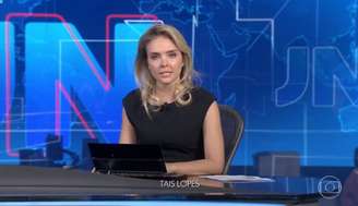 Taís Lopes, contratada pela CNN Brasil, apresentando o 'Jornal Nacional' em outubro.