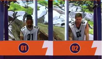 Leandro e Jonas paticipam da Prova do Anjo do BBB 26 de hoje, sábado, 14 de março de 2026.