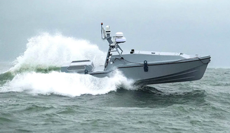 Uma imagem do drone marítimo 'Corsair' no mar