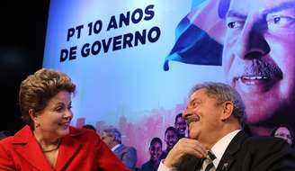 Dilma e Lula, no evento de comemoração dos 10 anos de governo federal do PT