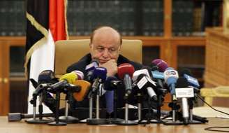 <p>O presidente do Iêmen, Abd Rabbu Mansour Hadi, durante cerimônia de assinatura de acordo entre o governo e os rebeldes do grupo Houthi, em Sanaa</p>