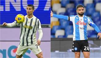 Cristiano Ronaldo e Insigne são os principais nomes de Juve e Napoli (Foto: Miguel Medina / AFP; Divulgação / Napoli)