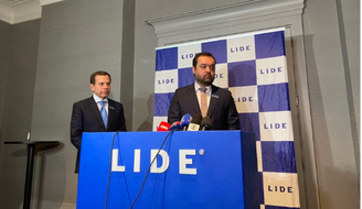 Governador do Rio de Janeiro, Cláudio Castro, e ex-governador de São Paulo João Doria, em evento do grupo Lide, na zona sul de São Paulo.