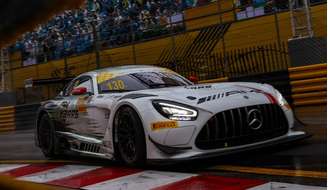 Mercedes AMG GT3 Evo em ação no GP de Macau deste ano. Este será o carro da Mercedes no FIA WEC 2025