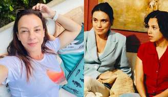 Carla Marins hoje, e em cena com Regina Duarte (à direita)