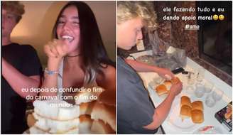 Benício Huck prepara hambúrgueres para a namorada Duda Guerra