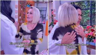 Ana Maria Braga abraça Gracyanne nos bastidores do 'Mais Você'