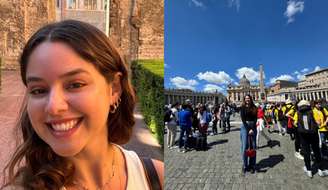 Juju Maskell, de 23 anos, na Praça São Pedro, no Vaticano