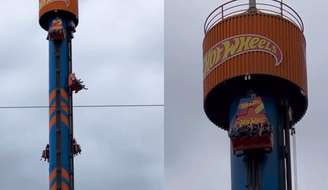 Família fica preso no  Big Drop, uma das atrações do Beto Carrero, que tem 100 metros de altura