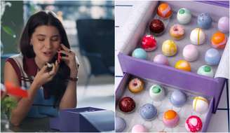  Lorena (Alanis Guillen) ganha caixa de bombons de Juquinha (Gabriela Medvedovsky)