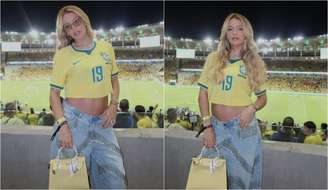 Gabriely Miranda usa bolsa de grife em jogo amistoso da Seleção Brasileira