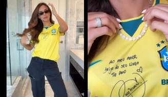 Bruna Biancardi usa camisa da Seleção com declaração de Neymar