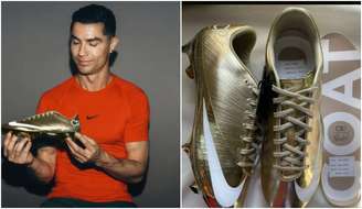Cristiano Ronaldo usou chuteira dourada na Copa