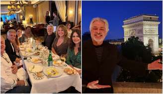 Lilibeth Monteiro de Carvalho ao lado de Roberto de Carvalho com um grupo de amigos em Paris
