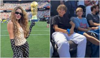 Shakira se apresentou na final da Copa e filhos curtiram show ao lado do pai