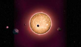 Concepção artística do sistema Kepler-444, o mais antigo sistema já descoberto