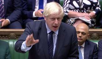 Primeiro-ministro britânico, Boris Johnson, fala ao Parlamento
03/09/2019
TV Parlamento via REUTERS