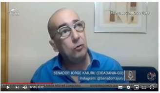O senador Jorge Kajuru (Cidadania-GO) em vídeo no seu canal no YouTube