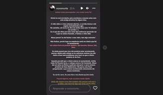 Bruna fez um relato detalhado no seu Instagram