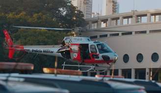Helicóptero da corporação auxiliou no monitoramento e no direcionamento das equipes em solo, segundo informações da SSP